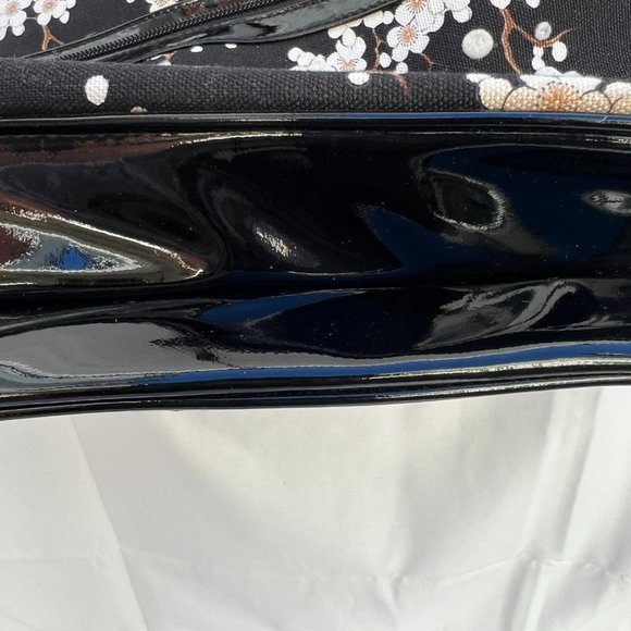 Lulu Guinness Women's Black Twill White Floral Pattern Shoulder Strap Totes Bag - Picture 5 of 12